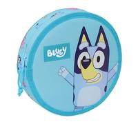 Safta BLUEY - Plumier Redondo, con 18 Piezas, Fácil Limpieza, Estuche Infantil, Estuche Niño, Ideal para Niños de 5 a 14 Años, Cómodo y Versátil, Calidad y Resistencia, 21x3.5 cm, Color Celeste