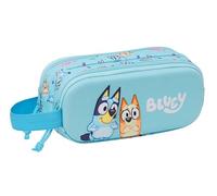 Safta BLUEY - Portatodo Doble 3D, Estuche Infantil, Estuche Niño, Ideal para Niños en Edad Escolar, Cómodo y Versátil, Calidad y Resistencia, 21x6x8 cm, Color Celeste