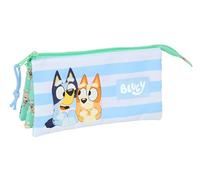 SAFTA BLUEY Sisters - Portatodo Triple, Estuche Infantil, Estuche Niño, Ideal para Niños en Edad Escolar, Cómodo y Versátil, Calidad y Resistencia, 22x3x12 cm