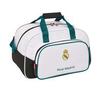 SAFTA | Bolsa de Deporte Real Madrid Equipación 26/27, Bandolera Ajustable y Asa de Mano Forrada, Bolsillo Frontal, Cremallera Doble Tirador, Medidas 40x23x24 cm