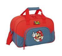 SAFTA | Bolsa de Deporte Super Mario, Saco Deportivo Infantil y Juvenil con Bandolera Ajustable y Asa Forrada, Bolsillo Frontal Grande, Cremallera Doble Tirador, Medidas 40x23x24 cm