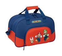 SAFTA | Bolsa Deportiva Super Mario Bros Mamma MIA, 40x23x24 cm, Compartimento Principal con Doble Cremallera, Bolsillo Frontal, Bandolera Ajustable, Base con Tacos y Fondo Semirrígido Extraíble