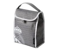 Safta | Bolsa Porta Alimentos Térmica Real Madrid, 18,4x12,7x25,4 cm (Plegada 18,4x3,3x12,7 cm), Aislamiento Alta Densidad, Revestimiento PEVA Antifugas, Solapa con Velcro
