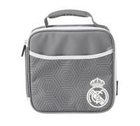 Safta | Bolsa Porta Alimentos Térmica Real Madrid, 21x9,5x21,6 cm, Aislamiento Alta Densidad, Revestimiento PEVA Antifugas, Asa Acolchada, Incluye Tupper 650 ml y Botella 335 ml