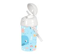 Safta Botella 500 ml Apertura Automática con Pajita Preescolar Ballenita, 73x195 mm