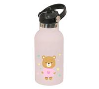 SAFTA | Botella Termo 350 ml Safta Infantil Osito, Acero Inoxidable Doble Pared con Aislamiento, Mantiene 12 h Caliente y 24 h Frío, Base de Silicona, Tapón con Válvula y Asa, Medidas 7,3x7,3x19,5 cm