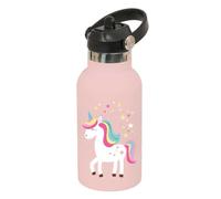 SAFTA | Botella Termo 350 ml Safta Infantil Unicornio Rosa, Acero Inoxidable Doble Pared con Aislamiento, Base de Silicona, Tapón Roscado con Válvula, Asa Superior, Medidas 7,3x7,3x19,5 cm