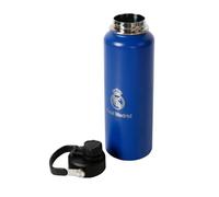 SAFTA | Botellas Térmicas Real Madrid, Acero Inoxidable con Aislamiento al Vacío, Sin BPA, Tapas Antifugas, con Pajita Interior, Mantiene Bebidas Frías o Calientes, Medidas 9,3x9,3x30 cm