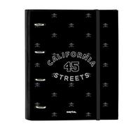 Safta CALIFORNIA - Carpeta 4 Anillas de 35 cm con 100 Hojas A4, Ideal para Niños de Diferentes Edades, Cómoda y Versátil, Calidad y Resistencia, 27x3.5x32 cm, Color Negro