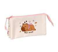 Safta Portatodo triple Capibara - Estuche infantil, calidad y resistencia 22x3x12 cm