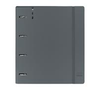 SAFTA - Carpeblock con 4 Anillas de 35 mm, con Recambio, con 100 Hojas A4, Ideal para Niños de Diferentes Edades, Cómoda y Versátil, Calidad y Resistencia, 27x4x32 cmGris oscuro