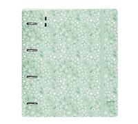 SAFTA - Carpeblock con 4 Anillas de 35 mm, con Recambio, con 100 Hojas A4, Ideal para Niños de Diferentes Edades, Cómoda y Versátil, Calidad y Resistencia, 27x4x32 cmVerde claro estampado