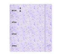 SAFTA - Carpeblock con 4 Anillas de 35 mm, con Recambio, con 100 Hojas A4, Ideal para Niños de Diferentes Edades, Cómoda y Versátil, Calidad y Resistencia, 27x4x32 cmMorado claro estampado