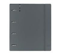 SAFTA - Carpeblock con 4 Anillas de 35 mm, con Recambio, con 100 Hojas A4, Ideal para Niños de Diferentes Edades, Cómoda y Versátil, Calidad y Resistencia, 27x4x32 cmGris oscuro
