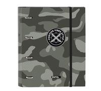 SAFTA - Carpeta 4 Anillas de 35 cm con 100 Hojas A4, Ideal para Niños de Diferentes Edades, Cómoda y Versátil, Calidad y Resistencia, 27x3.5x32 cm, Color Negro