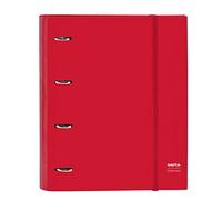 Safta - Carpeta 4 Anillas de 35 cm con 100 Hojas A4, Ideal para Niños de Diferentes Edades, Cómoda y Versátil, Calidad y Resistencia, 27x3.5x32 cm, Color Rojo