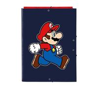 SAFTA | Carpeta Folio 3 Solapas Super Mario Trick, Tapas Duras Forradas, Cierre con Gomas Elásticas, 3 Solapas Interiores, Carpeta Escolar Infantil para Vuelta al Cole, Medidas 26x2,5x33,5 cm