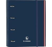 SAFTA | Carpeta Folio A4 El Ganso Classic 4 Anillas Redondas 35 mm con Recambio 100 Hojas, Tapas Duras Forradas, Cuadrícula 5x5 mm, 80 g/m², Cierre Elástico y Separadores, Medidas 27x3,5x32 cm