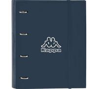 SAFTA | Carpeta Folio A4 Kappa Dark Navy 4 Anillas Redondas 35 mm con Recambio 100 Hojas Cuadrícula 5x5, Tapas Duras Forradas, Cierre Elástico, Separadores Interiores, 80 g/m², Medidas 27x3,5x32 cm