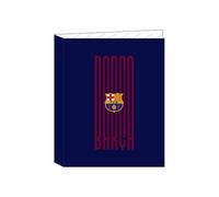 SAFTA | Carpeta Folio FC Barcelona 4 Anillas Mixtas 25 mm, Tapas Duras Forradas, Archivador Escolar Juvenil para Vuelta al Cole, Resistente, Organizador de Documentos y Apuntes, Medidas 26,5x4x33 cm
