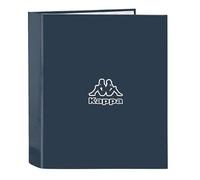 SAFTA | Carpeta Folio Kappa Dark Navy 4 Anillas Redondas 40 mm, Lomo Ancho 60 mm, Ancho Anillas 35 mm, Tapas Duras Forradas, Archivador Escolar Resistente para Vuelta al Cole, Medidas 27x6x33 cm