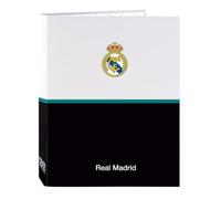 SAFTA | Carpeta Folio Real Madrid Equipación 26/27 4 Anillas Mixtas 25 mm, Tapas Duras Forradas, Archivador Escolar Juvenil, Licencia Oficial, Para Vuelta al Cole, Medidas 26,5x4x33 cm