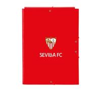 SAFTA | Carpeta Folio Sevilla FC con 3 Solapas Interiores, Tapas Duras Forradas, Cierre con Gomas Elásticas, Carpeta Escolar Juvenil para Documentos y Apuntes, Vuelta al Cole, Medidas 26x2,5x33,5 cm