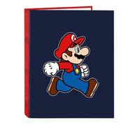 SAFTA | Carpeta Folio Super Mario Trick 4 Anillas Mixtas 25 mm, Tapas Duras Forradas, Archivador Escolar Resistente para Vuelta al Cole, Formato Folio, Cierre Seguro, Medidas 26,5x4x33 cm