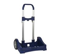 Carro Escolar Portamochila SAFTA Evolution Marino Plegable 40 x 85 x 28 cm.