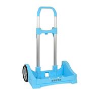 Safta - Carro Portamochilas Evolution Celeste, 40x28x85 cm Abierto (Plegado 40x53x15), Ruedas 14 cm Silenciosas Antivibración, Sujeción Universal, Asa Extraíble, Bandeja Antirrozaduras