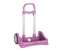 SAFTA | Carro Portamochilas Evolution P.673C Rosa Claro, Plegable 40x28x85 cm, Ruedas 14 cm Antivibración Súper Silenciosas, Sujeción Universal, Asa Extraíble, Bandeja Antirrozaduras