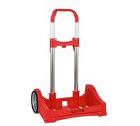 Safta - Carro Portamochilas Evolution Plegable Maleta Rojo, 40x28x85 cm Abierto, Ruedas 14 cm Silenciosas Antivibración, Sujeción Universal, Asa Extraíble, Aluminio y Polipropileno