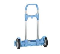 SAFTA | Carro Portamochilas Evolution SAFTA Azul Claro, 40x28x85 cm Abierto, Plegable 40x53x15 cm, Ruedas 14 cm Silenciosas Antivibración, Sujeción Universal, Asa Extraíble