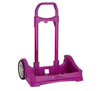 Safta - Carro Portamochilas Evolution SAFTA, Fucsia/Rosa, Plegable y Extensible, Ruedas Silenciosas 14 cm, Ligero y Resistente, Medidas 40x28x85 cm