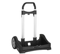 Safta - Carro Portamochilas Evolution SAFTA, Negro, Plegable y Extensible, Ruedas Silenciosas 14 cm, Ligero y Resistente, Asa Telescópica, Sujeción Universal para Mochila Escolar, Medidas 40x28x85 cm