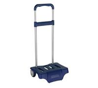 SAFTA | Carro Portamochilas SAFTA Azul Marino, Asa Telescópica Extraíble y Base Resistente, Ruedas Silenciosas, Sujeción Universal para Mochila Escolar, Ligero y Estable, Medidas 30x23x85 cm