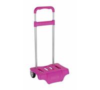 SAFTA | Carro Portamochilas SAFTA Maleta Fucsia, Estructura Ligera y Resistente, Asa Telescópica Extraíble, Ruedas Silenciosas, Sujeción Universal para Mochila Escolar, Medidas 30x23x85 cm