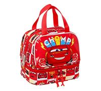 Safta CARS Let's Race - Portameriendas, Portatodo, Alta Calidad, Máxima Resistencia, Porta Comida, Recreo, Merienda y Desayuno, 20x15x20 cm, Color Blanco y rojo