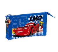 Safta Cars Race Ready - Portatodo Triple, Estuche Infantil, Estuche Niño, Ideal para Niños en Edad Escolar, Cómodo y Versátil, Calidad y Resistencia, 22x3x12 cm, Color Azul Eléctrico