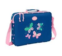Safta | Cartera Extraescolares Blackfit8 Mariposas, Bandolera Ajustable con Asa de Mano, Cremallera Principal con Doble Tirador, Fondo Interior Semirrígido Extraíble, Medidas 38x6x28 cm