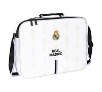 Safta, Cartera Extraescolares de Real Madrid 1ª Equipación 22/23, 380x60x280 mm Unisex niños, Negra Y Blanca, Estándar