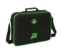 SAFTA | Cartera Extraescolares Real Betis Balompié, Bandolera Ajustable con Asa de Mano, Cremallera Principal con Doble Tirador, Fondo Interior Semirrígido Extraíble, Negro y Verde, Medidas 38x6x28 cm