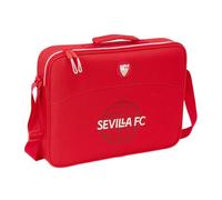 Safta | Cartera Extraescolares Sevilla FC, Bandolera Ajustable y Asa de Mano, Cremallera Principal con Doble Tirador, Fondo Interior Semirrígido Extraíble, Color Rojo, Medidas 38x6x28 cm