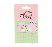 SAFTA | Clips Marcadores de Página Pembe The Pink Cat, Set 2 Unidades en Blíster, 2 Tamaños Diferentes, Diseño Gatito Rosa, Accesorio Escolar para Agenda y Cuadernos, Medidas 7,5x12,5 cm