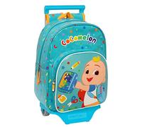 Safta COCOMELON Back to Class - Mochila Escolar 185 con Carro 705, Fácil Limpieza, Ideal para Niños de Diferentes Edades, Cómoda y Versátil, Calidad y Resistencia, 26x11x34 cm, Color Azul claro