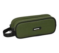 Safta Dark Forest - Portatodo Doble Niño, Estuche Infantil, Estuche Niño, Ideal para Niños en Edad Escolar, Cómodo y Versátil, Calidad y Resistencia, 21x6x8 cm, Color Verde Caqui/Negro
