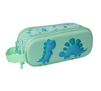SAFTA Dino 3D - Portatodo Doble 3D, Estuche Infantil, Estuche Niño, Ideal para Niños en Edad Escolar, Cómodo y Versátil, Calidad y Resistencia, 21x6x8 cm