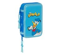 Safta Donald Infantil - Estuche Escolar Niño, Estuche con Colores, con 28 Útiles Incluidos, Ideal para Niños de 5 a 14 Años, Cómodo y Versátil, Calidad y Resistencia, 12.5x4x19.5 cm, Color Azul