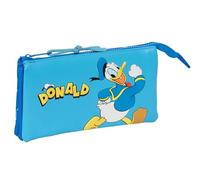 Safta Donald Infantil - Portatodo Triple, Estuche Infantil, Estuche Niño, Ideal para Niños en Edad Escolar, Cómodo y Versátil, Calidad y Resistencia, 22x3x12 cm, Color Azul