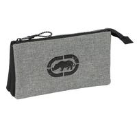 Safta ECKO UNLTD. Rhino - Portatodo Triple, Estuche Infantil, Estuche Niño, Ideal para Niños en Edad Escolar, Cómodo y Versátil, Calidad y Resistencia, 22x3x12 cm, Color Gris/Negro